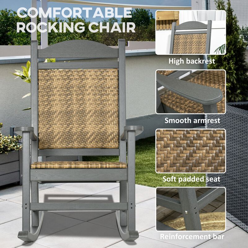Outdoor Rocking Duo: HDPE Frame Chairs with Padded Seats & PE Rattan