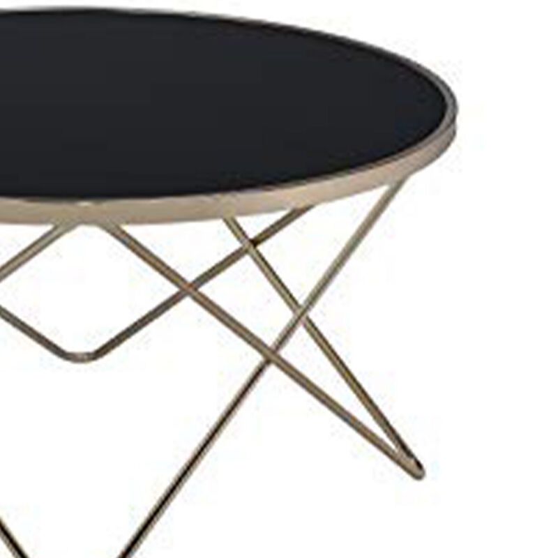 Alluring Coffee Table, Black Glass & Gold-Benzara