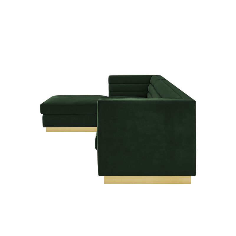 Inspired Home Eila Velvet Left Facing Chaise Sectional Sofa