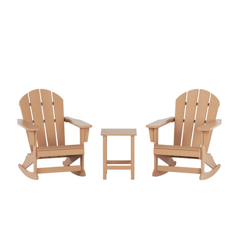 WestinTrends 3-Piece Outdoor Patio Rocking Adirondack Chairs with Side Table Set