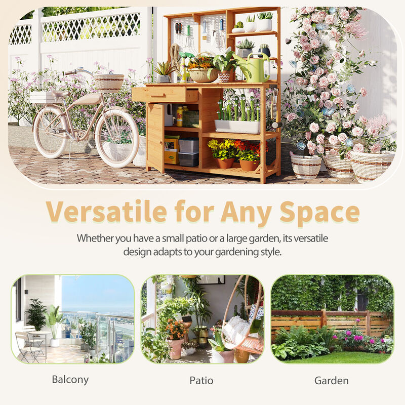 Merax Fir Wood Potting Bench with Hutch
