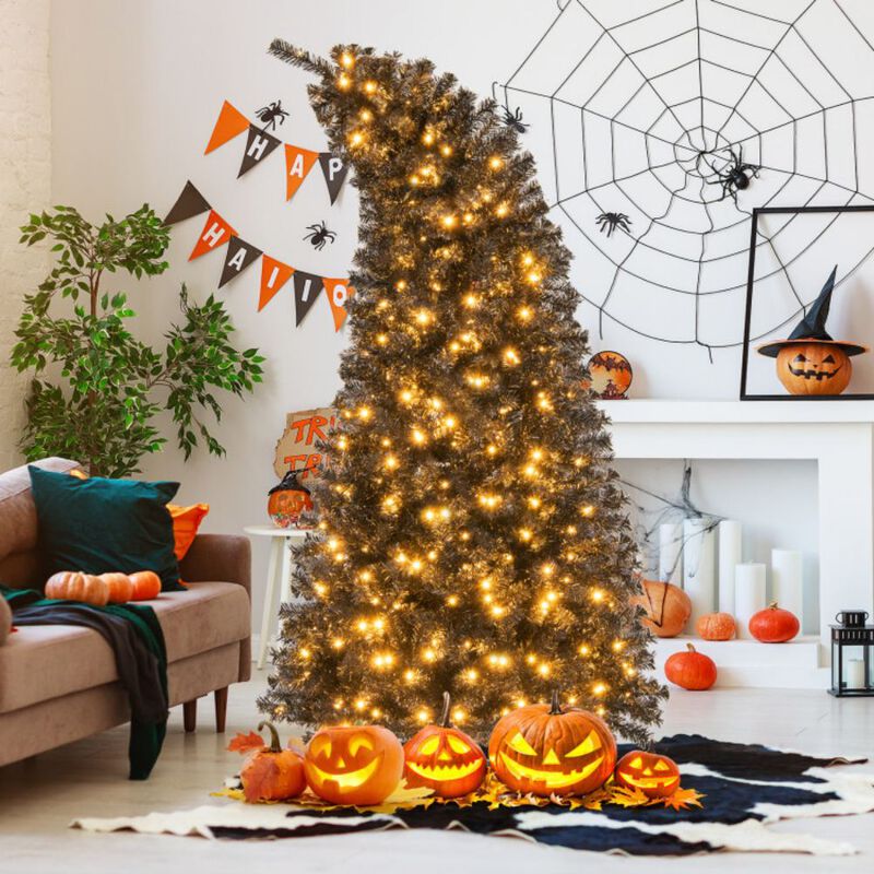 Artificial Christmas Tree with Bendable Top Section and Warm Light