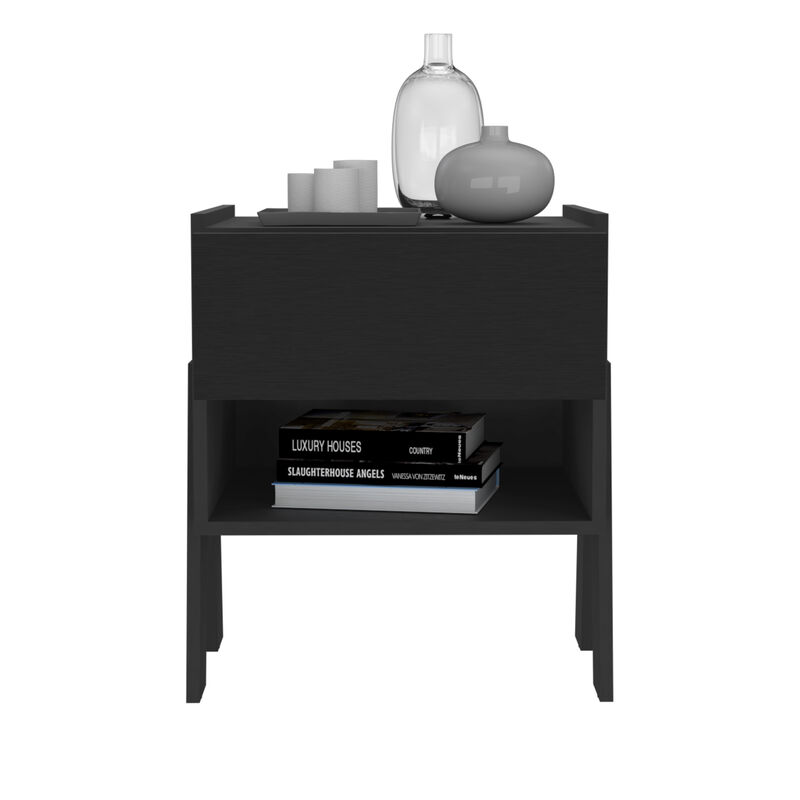 DEPOT E-SHOP Caladium Nightstand, One Drawer, One Open Shelf, Light Gray
