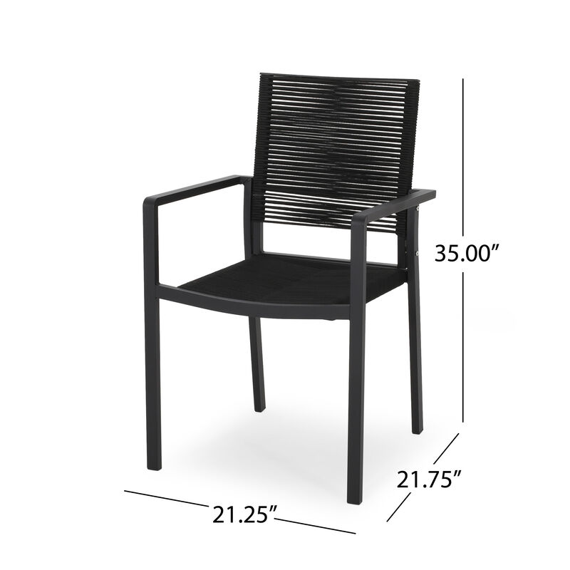 Merax 2 PCS Outdoor Modern Aluminum Dining Chairs with Rope Seat