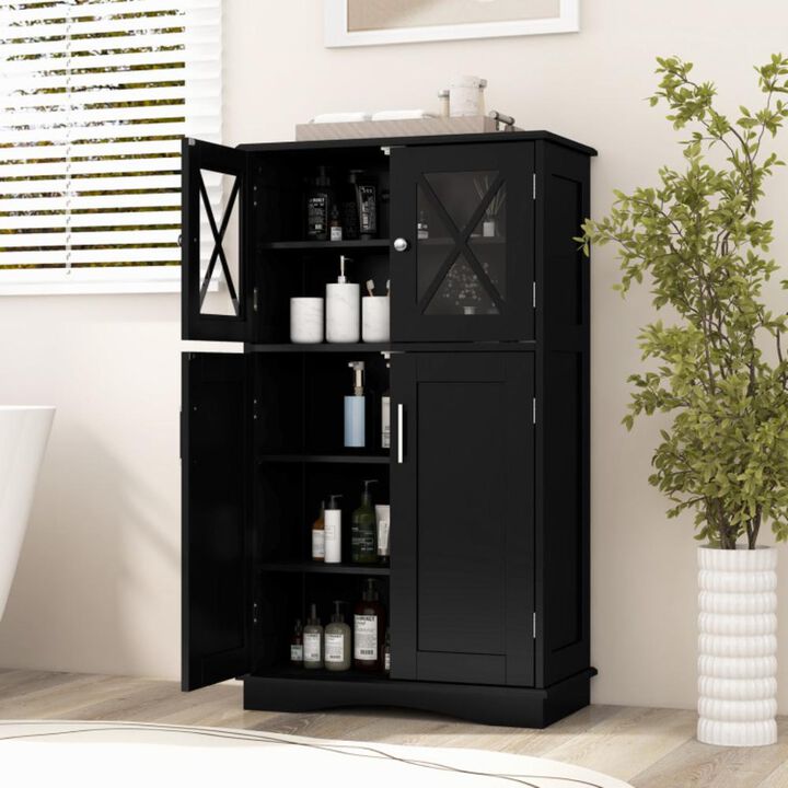 Hivvago 4 Doors Freeestanding Bathroom Floor Cabinet with Adjustable Shelves