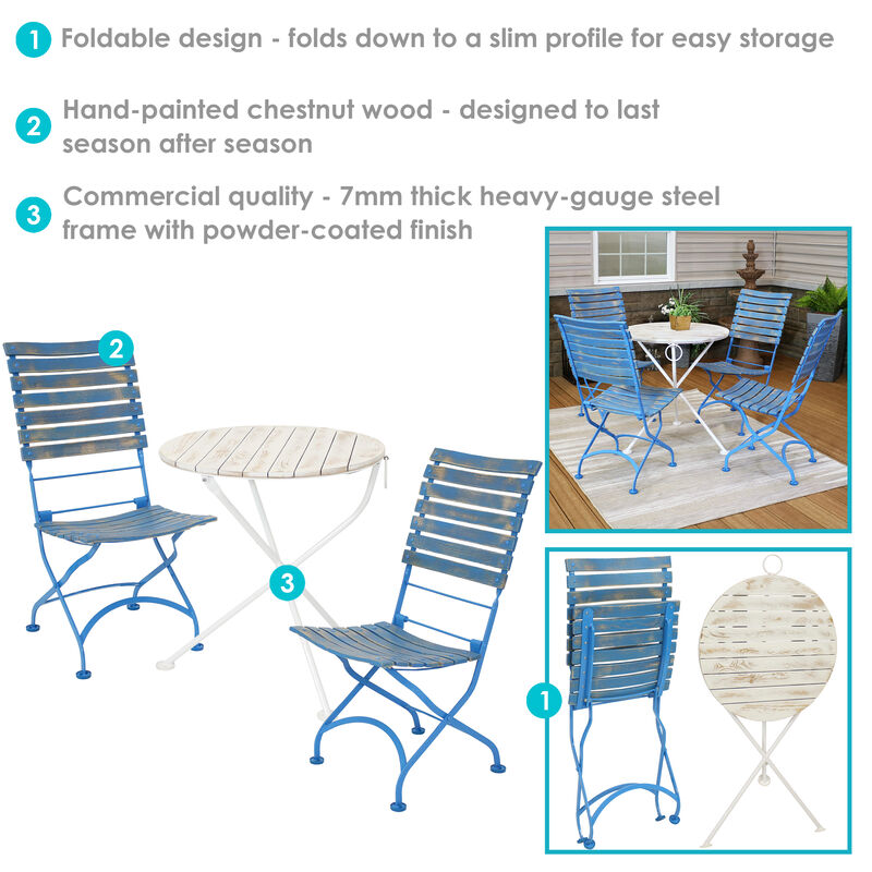 Sunnydaze Cafe Couleur Chestnut Wood 5-Piece Folding Bistro Set