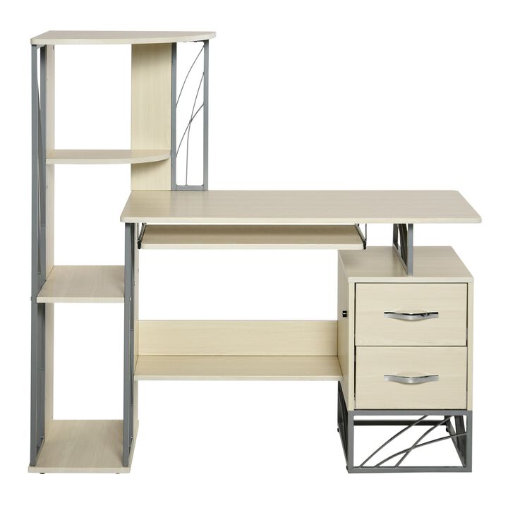 Organized Workspace: Computer Desk with Storage and Keyboard Tray