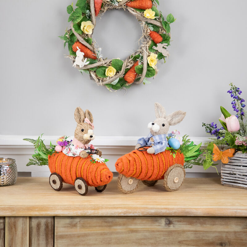 Boy Bunny with Carrot Car Easter Decoration - 13"