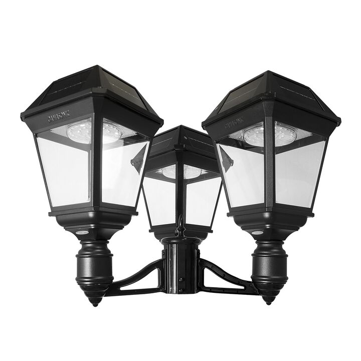 Imperial III Solar Lamp Post - Triple Lamp - Black