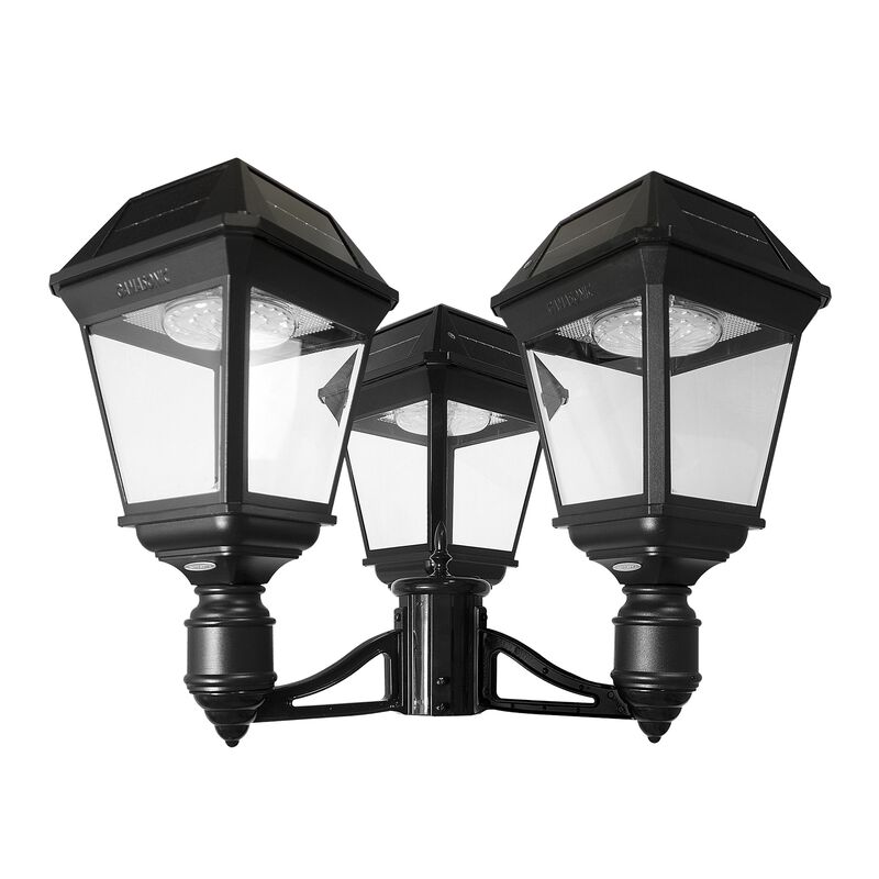 Imperial III Solar Lamp Post - Triple Lamp - Black