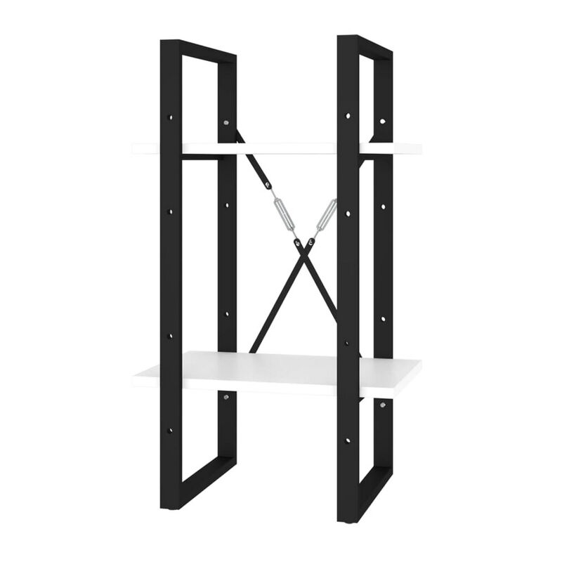 Zoe Standing Bookshelf, 28 Inch Tall, 2 Shelves, Black and White - Benzara