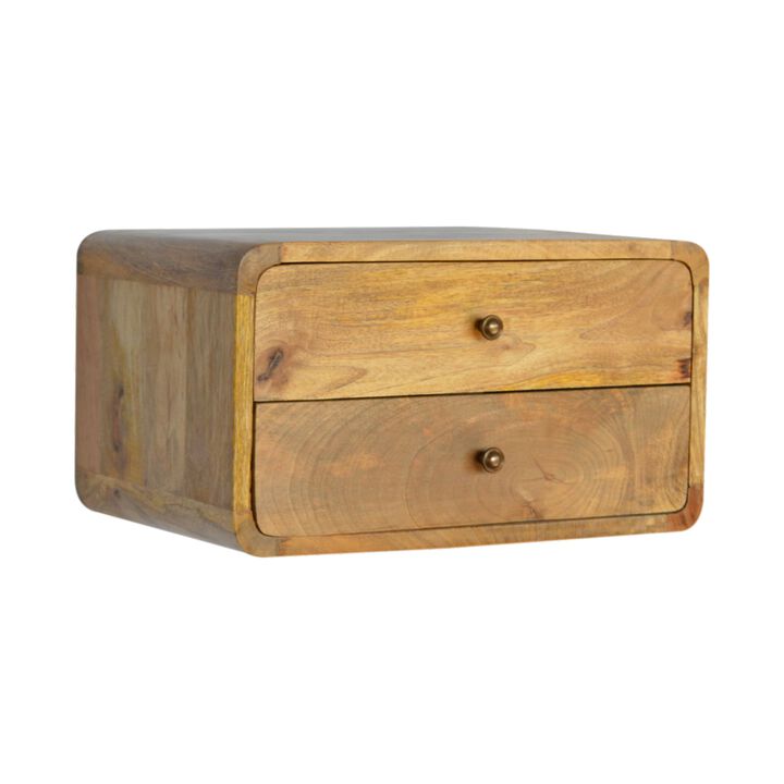 Oak-ish  Solid Wood 2 Drawer Floating NightStand
