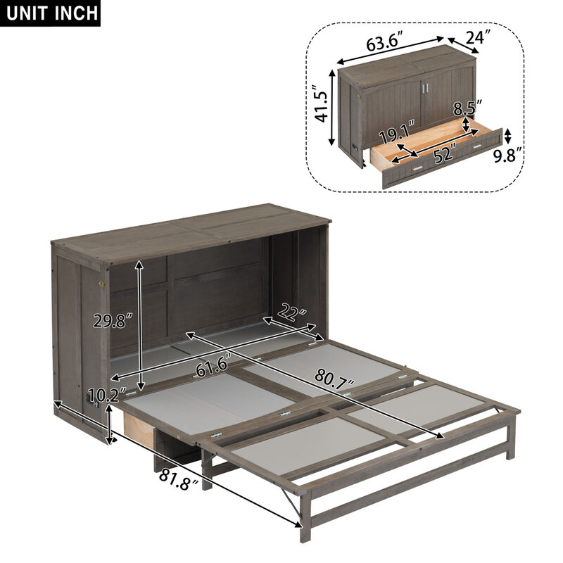 Queen Size Murphy Bed With Built-In Charging Station