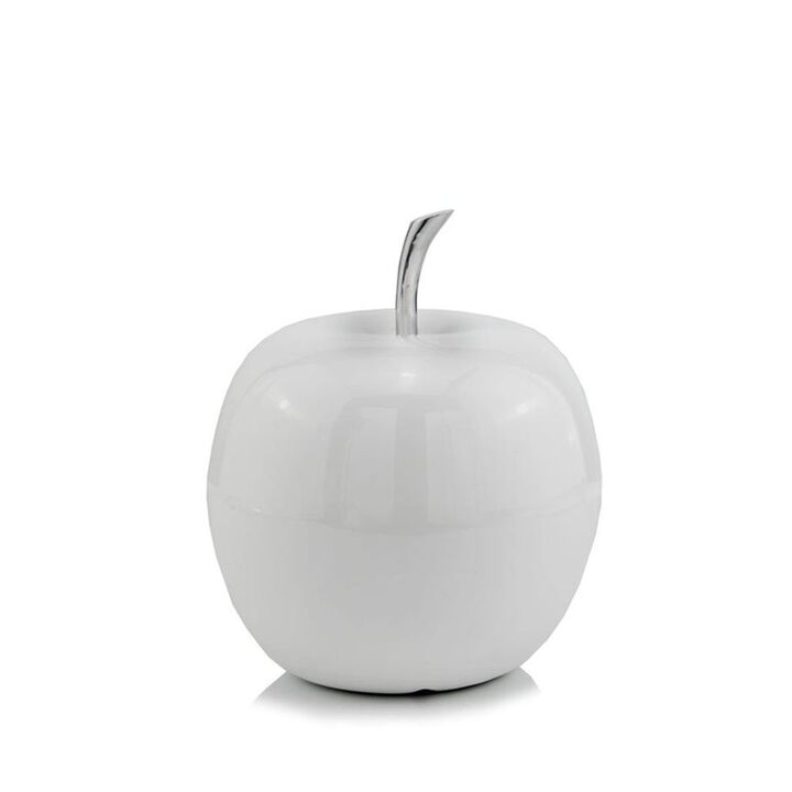 HomeRoots White Coated Mini Apple Shaped Aluminum Accent Home Decor - 383764