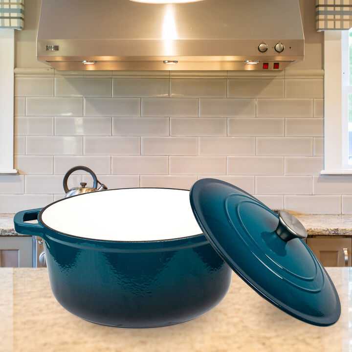 6 Quart Enameled Cast Iron Round Dutch Oven in Blue
