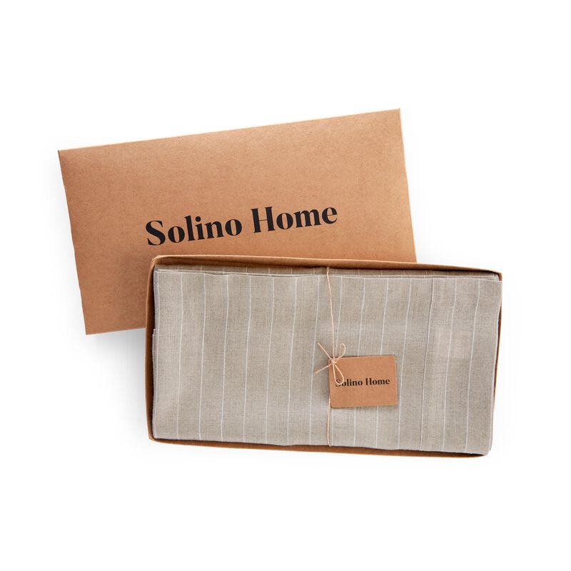 Solino Home 100% Pure Linen Tablecloth | Pinstripe