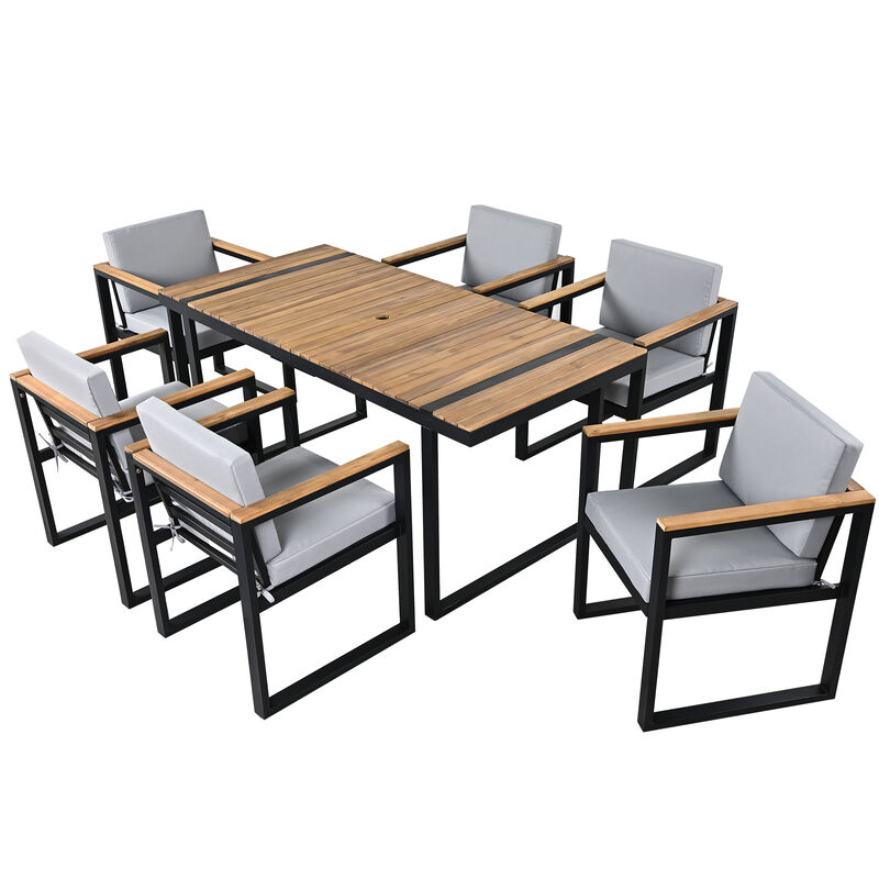 Merax 7 Pieces Outdoor Dining Set Patio Dining Table and Chair Set
