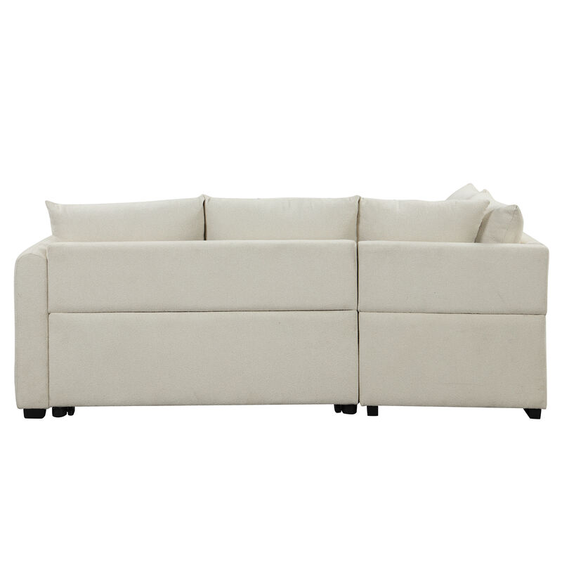 Merax L-shaped Sectional Pull Out Sofa Bed Sleeper Sofa with 2 USB Ports