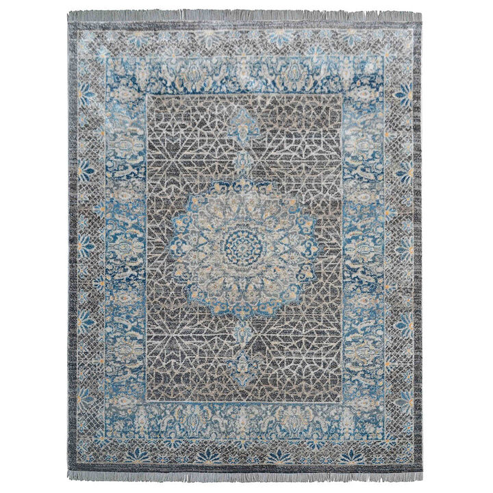 RUGSOTIC CARPETS MACHINE MADE POLYESTER AREA RUGS  - 1'8''x2'10'', Rectangle Shape, Black Gray Color, Classic Oriental Traditional  Design, Low Pile Machine Made Area Rugs (M00090)