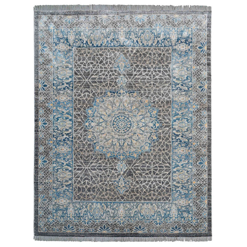 RUGSOTIC CARPETS MACHINE MADE POLYESTER AREA RUGS  - 1'8''x2'10'', Rectangle Shape, Black Gray Color, Classic Oriental Traditional  Design, Low Pile Machine Made Area Rugs (M00090)