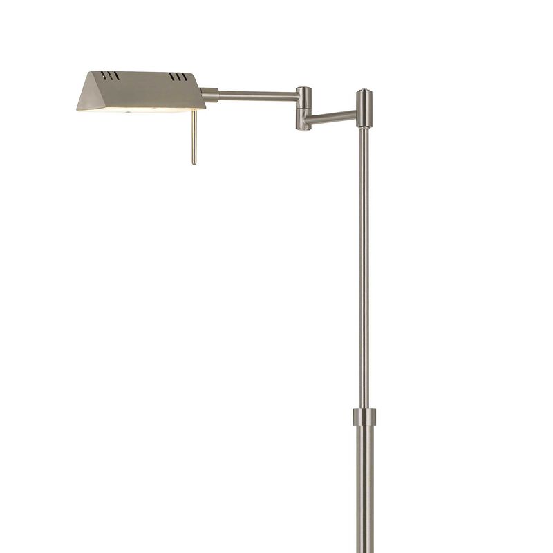 10W LED Adjustable Metal Floor Lamp with Swing Arm, Chrome-Benzara