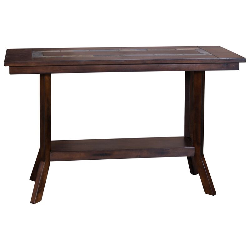 Odel Sofa Table, 1 Shelf, Dark Brown Mahogany, Rectangular 49 Inch - Benzara