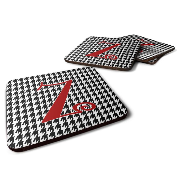 Caroline's Treasures CJ1035-ZFC Monogram-Houndstooth Black Foam Coasters (Set of 4), Initial Letter Z, 3.5 H x 3.5 W, Multicolor