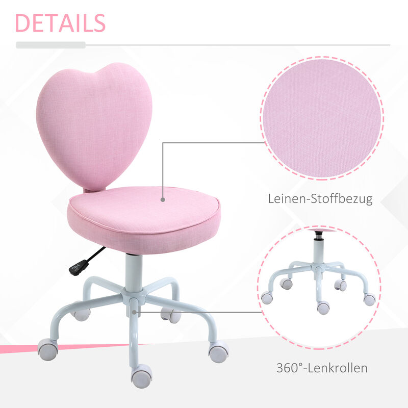 Rolling Upholstery Leisure Lounge Vanity Chair with Heart Back and Sponge Seat
