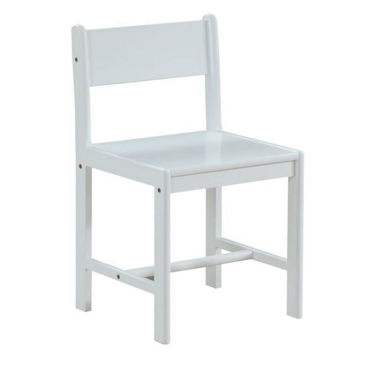 17 Inch Modern Side Chair, Low Open Panel Back, White Wood Finish - Benzara