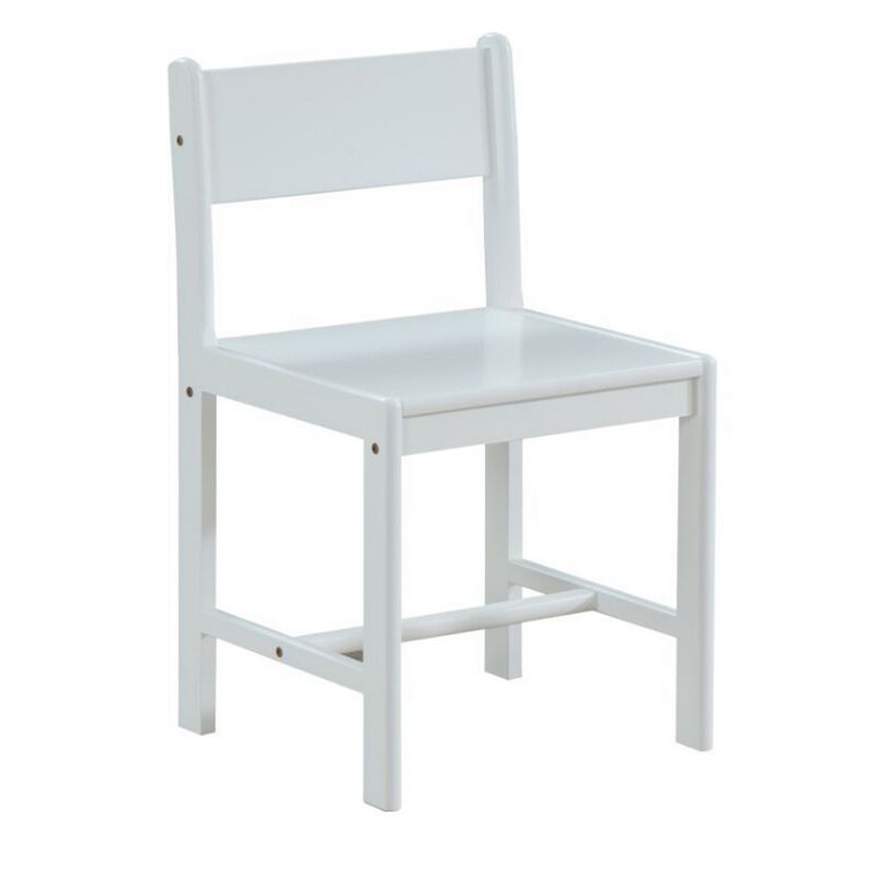 17 Inch Modern Side Chair, Low Open Panel Back, White Wood Finish - Benzara