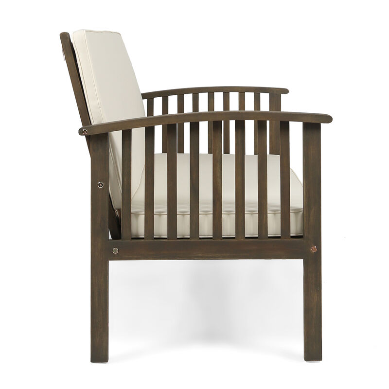 Merax Acacia Wood Outdoor Loveseat Sofa Chair