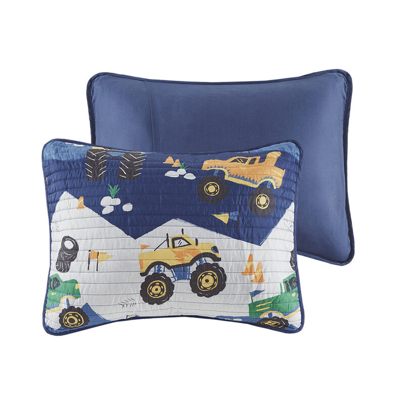 Gracie Mills Cynara Rev Up Dreams Monster Truck Reversible Kids Quilt Set