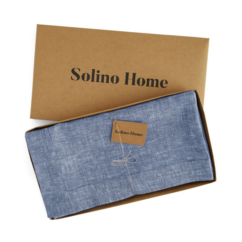 Solino Home 100% Pure Linen Dinner Napkins 20 x 20 Inch Set of 6 | Classic Hemstitch
