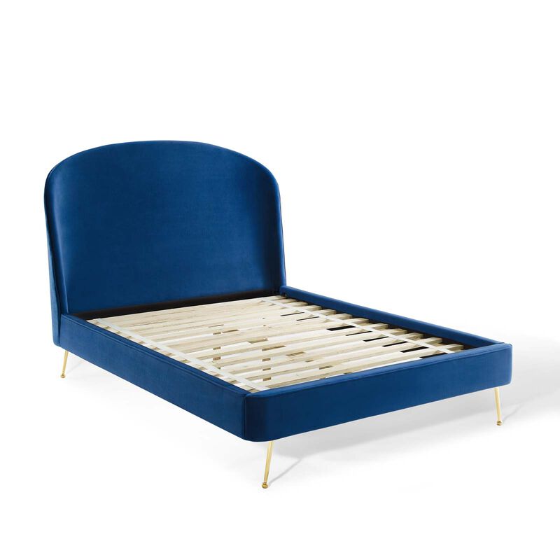 Modway - Mira Upholstered Performance Velvet Queen Platform Bed Navy