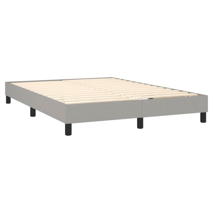 vidaXL Box Spring Bed Frame Light Gray 59.8"x79.9" Queen Fabric