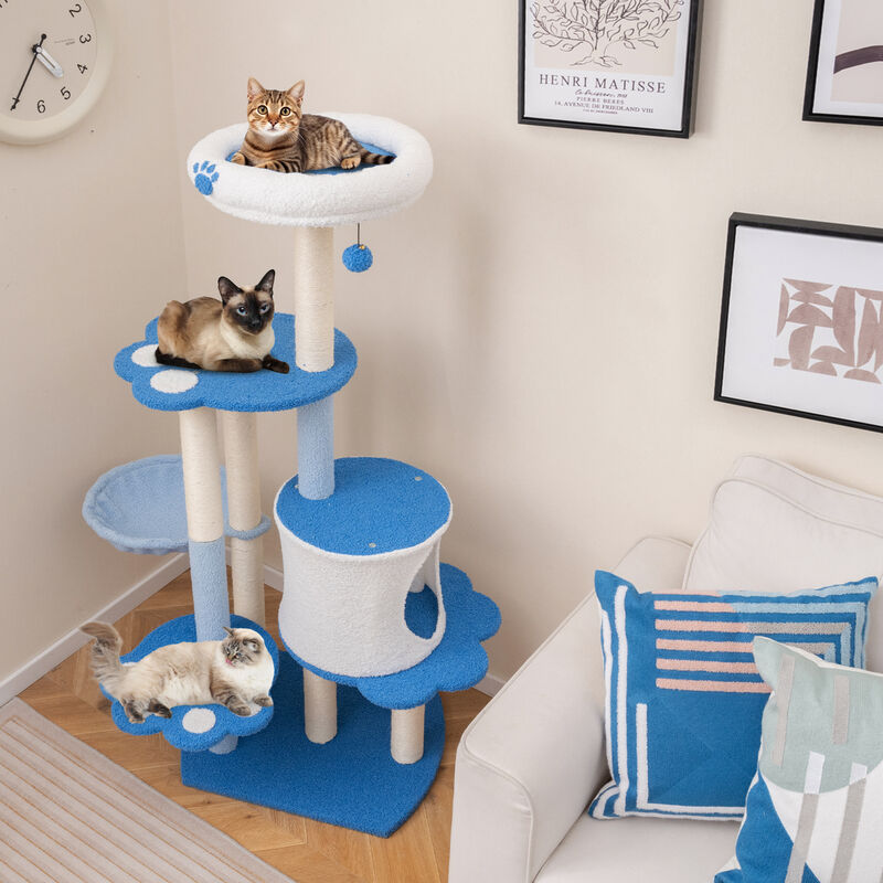 54" Tall Modern Cat Tree Tower for Indoor Cats with Scratching Posts & Cozy Perches
