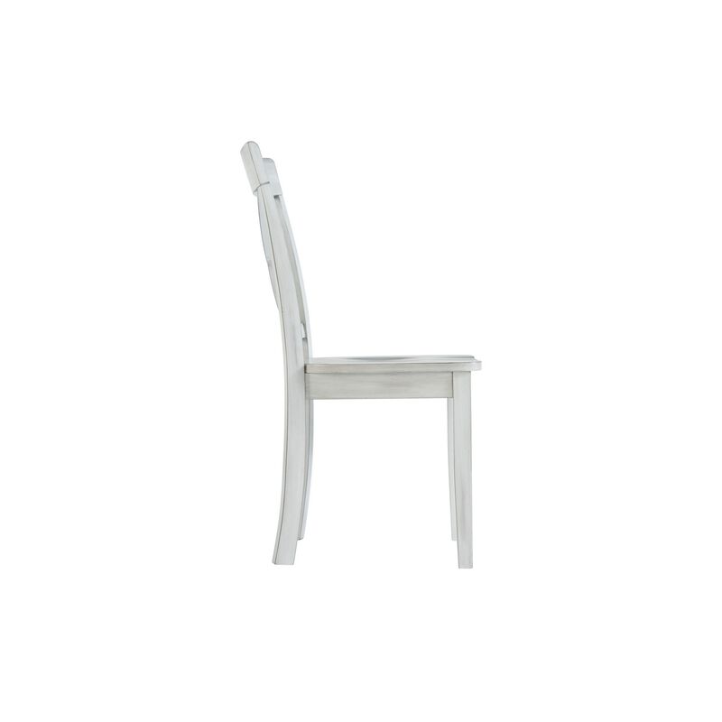 Wooden Dining Chair with X Shaped Back, Set of 2, White-Benzara