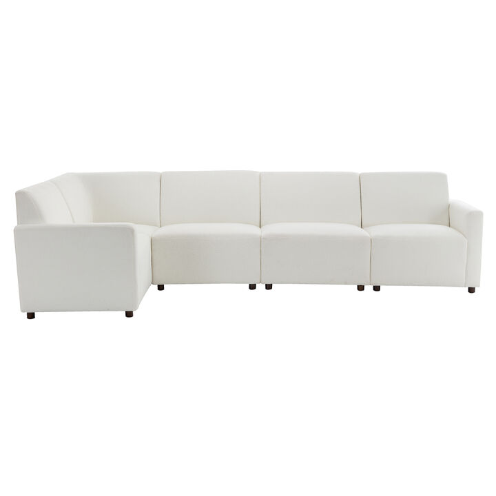 Duvall 5 Piece Modular Sofa - Cream Boucle Performance Fabric