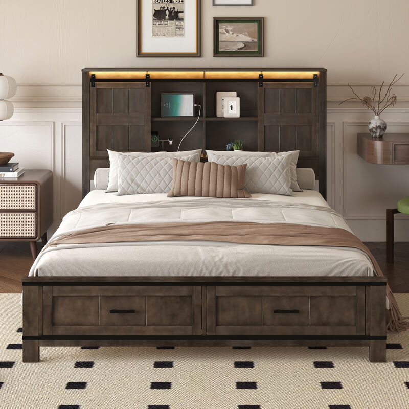 Merax LED Platform Bed with Headboard and USB