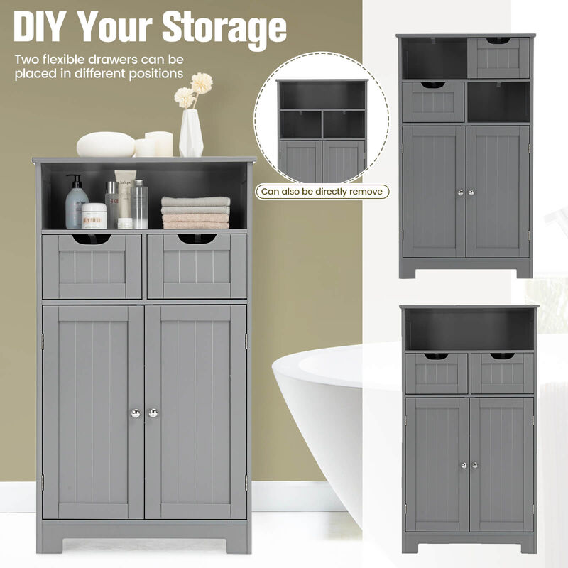Bathroom Wooden Side Cabinet  with 2 Drawers and 2 Doors