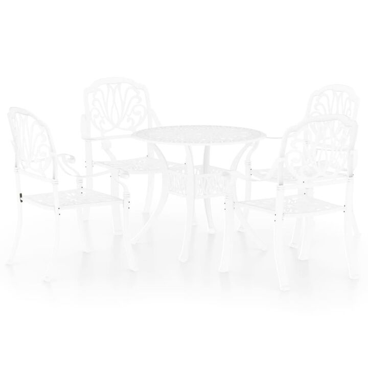 vidaXL 5 Piece Bistro Set Cast Aluminum White