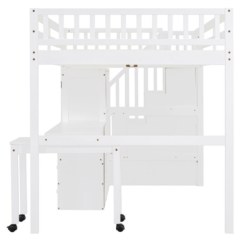 Merax Loft Bed with Desk and Wardrobe