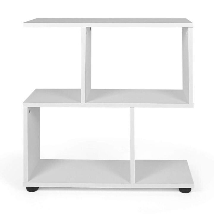 Hivvago 24 Inch 3-Tier Geometric Bookshelf with Thick Foot Pads