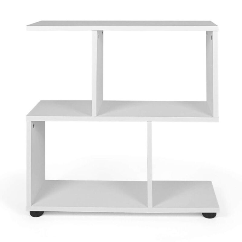 Hivvago 24 Inch 3-Tier Geometric Bookshelf with Thick Foot Pads