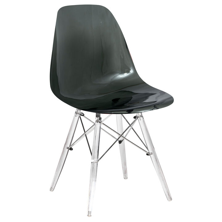 LeisureMod Dover Molded Side Chair with Acrylic Base