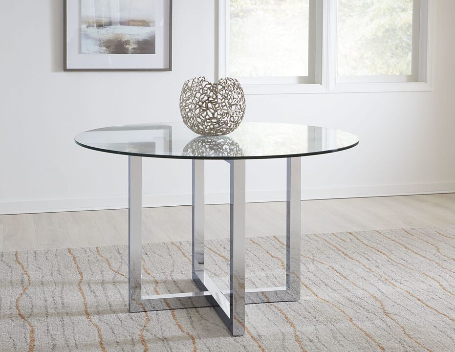Modus Furniture International|Modus Direct Ship|Amalfi 48 Rd Ctr Tbl - Gls/chr|Dining Round Table