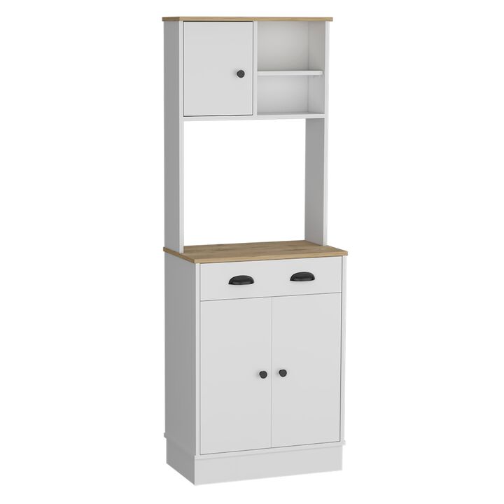 Albany Kitchen & Dining room Pantry with 3-Doors Cabinet and Drawer -White / Macadamia