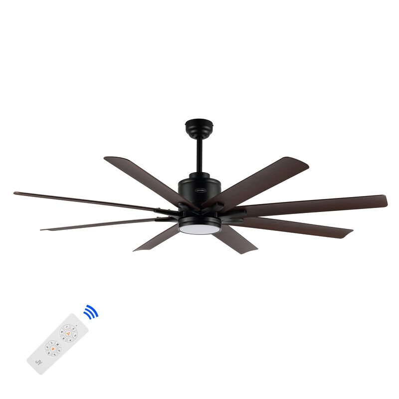 Octo Contemporary Industrial Iron/Plastic Ceiling Fan with Integrated LED Light