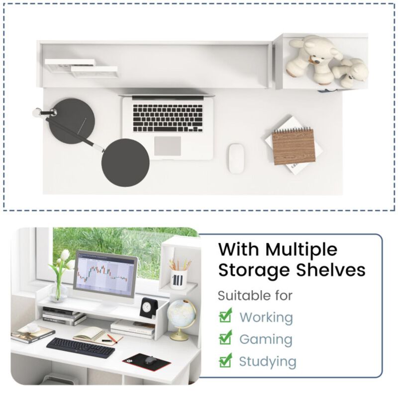 Hivvago Modern Computer Desk with Storage Bookshelf and Hutch for Home Office
