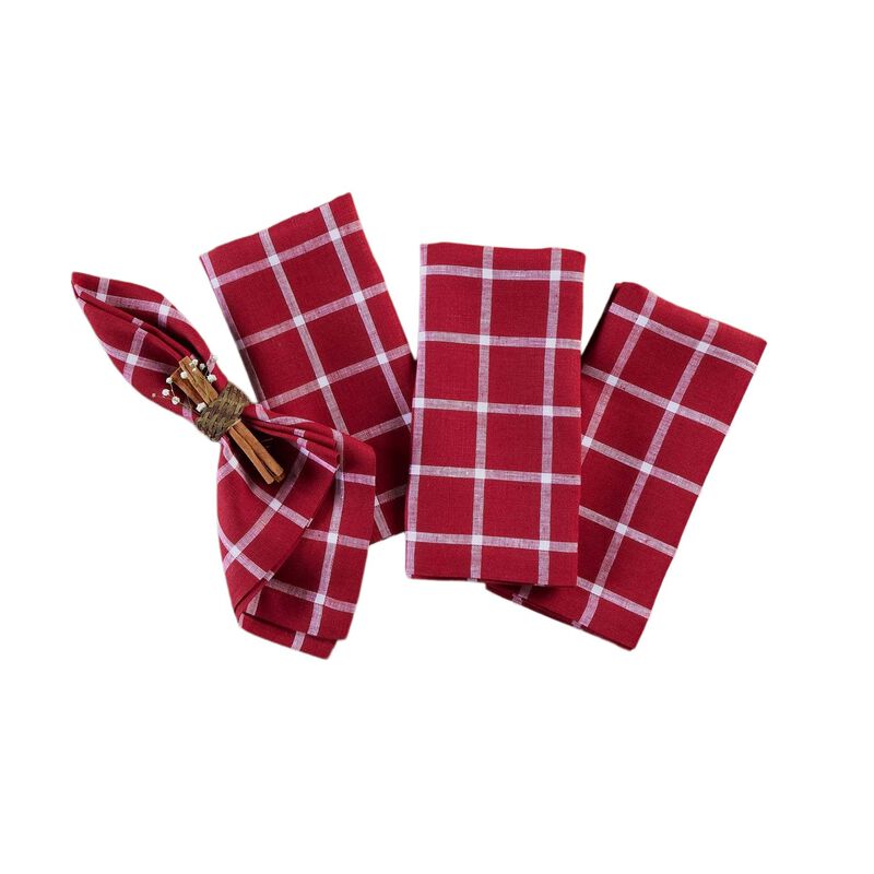 Solino Home 100% Pure Linen Dinner Napkins 20 x 20 Inch Set of 4 | Windowpane